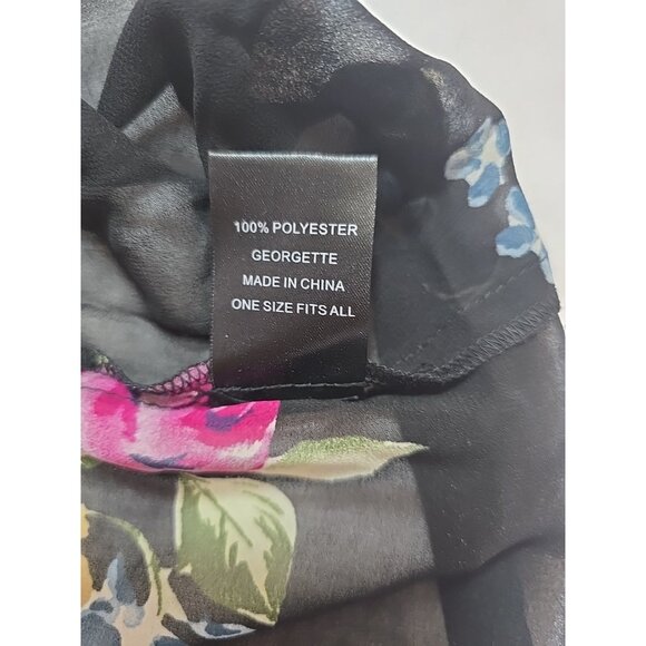 Helena Quinn X Zoe Report Georgette black floral kimono pockets tie One size New - Picture 7 of 11